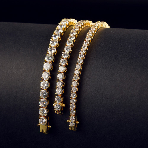 歐美嘻哈網球手鏈3mm4mm5mm  單排鑽銅微鑲鋯石手鏈Tennis Chain