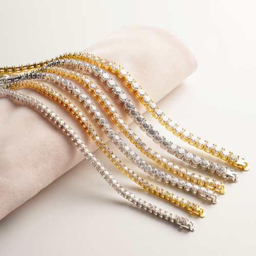 歐美嘻哈網球手鏈3mm4mm5mm  單排鑽銅微鑲鋯石手鏈Tennis Chain