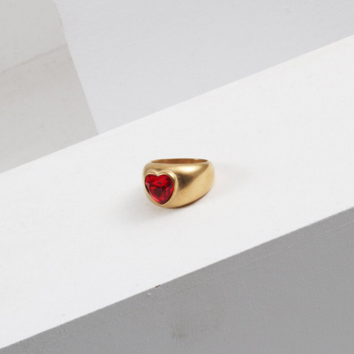 愛心寶石復古戒指vintage女時尚個性指環 感 做舊鈦鋼鍍金