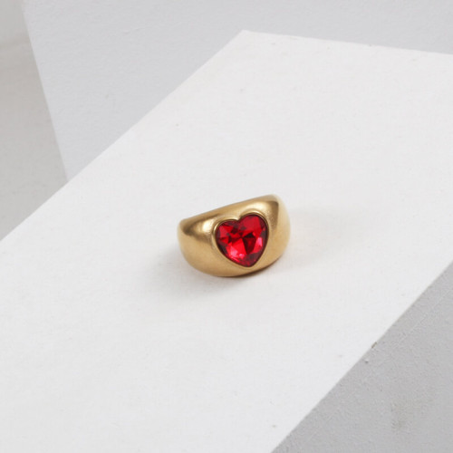 愛心寶石復古戒指vintage女時尚個性指環 感 做舊鈦鋼鍍金