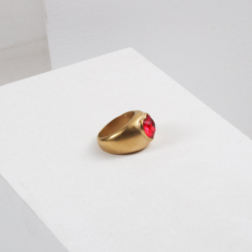 愛心寶石復古戒指vintage女時尚個性指環 感 做舊鈦鋼鍍金