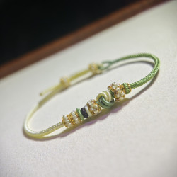 手工編織酒窩結可穿珠2毫米手繩 男女同款可DIY情侶款本命年手繩