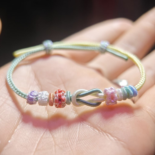 手工編織酒窩結可穿珠2毫米手繩 男女同款可DIY情侶款本命年手繩 手工編織酒窩結可穿珠2毫米手繩 男女同款可DIY情侶款本命年手繩