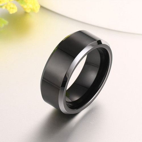 歐美首飾 8mm黑色鎢金戒指 男士戒指 抗刮痕 鎢鋼戒指TCR-032