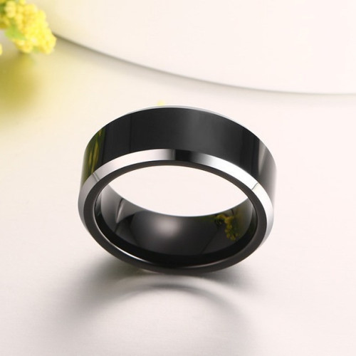 歐美首飾 8mm黑色鎢金戒指 男士戒指 抗刮痕 鎢鋼戒指TCR-032