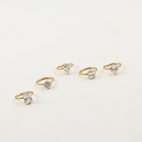 誇張 大鋯石  簡約 戒指 鈦鋼電鍍18k金