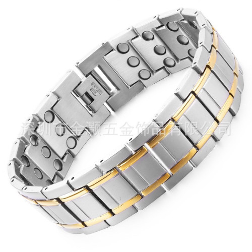 不鏽鋼磁石手鏈 鈦鋼能量保健手鏈 男士手鏈