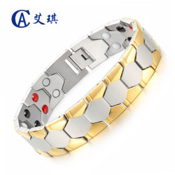 不鏽鋼手鏈男足球設計磁性不鏽鋼手鏈磁石能量鈦鋼手鏈