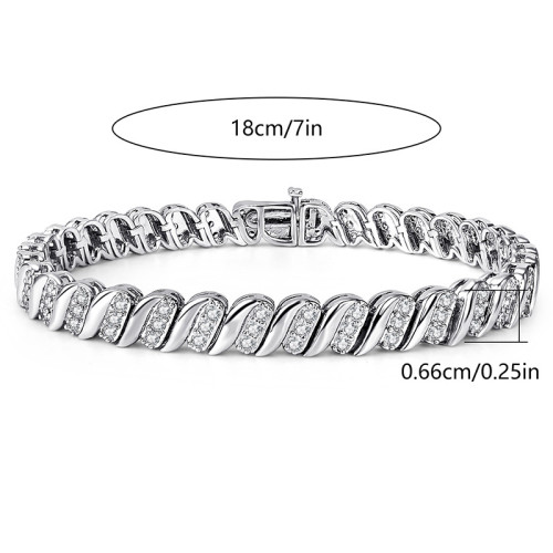 彈簧釦古巴手鏈銅鍍金鑲嵌鋯石嘻哈潮流設計爆款手飾品