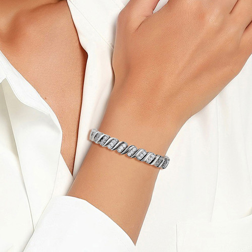 彈簧釦古巴手鏈銅鍍金鑲嵌鋯石嘻哈潮流設計爆款手飾品