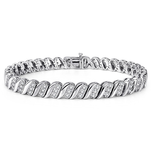 彈簧釦古巴手鏈銅鍍金鑲嵌鋯石嘻哈潮流設計爆款手飾品