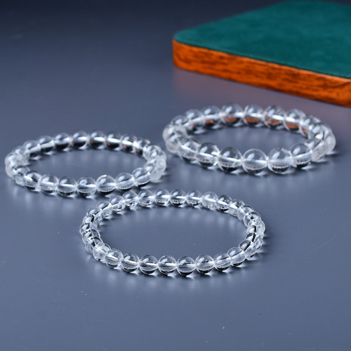 東海水晶天然白水晶手鏈白水晶老礦單圈手串時尚男女手鏈