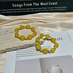 【黃瑪瑙】手鏈水晶手串水晶手飾 手鏈串珠 天然水晶手鏈女高級感