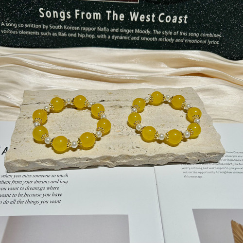 【黃瑪瑙】手鏈水晶手串水晶手飾 手鏈串珠 天然水晶手鏈女高級感