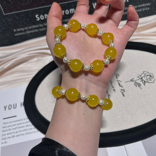 【黃瑪瑙】手鏈水晶手串水晶手飾 手鏈串珠 天然水晶手鏈女高級感