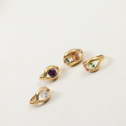 多色彩鋯石 拼接 戒指 鈦鋼電鍍18k金