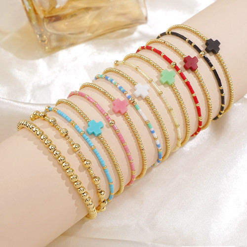 銅珠哥特十字架手鏈小衆高級感女士串珠不掉色手串小衆輕奢手鏈