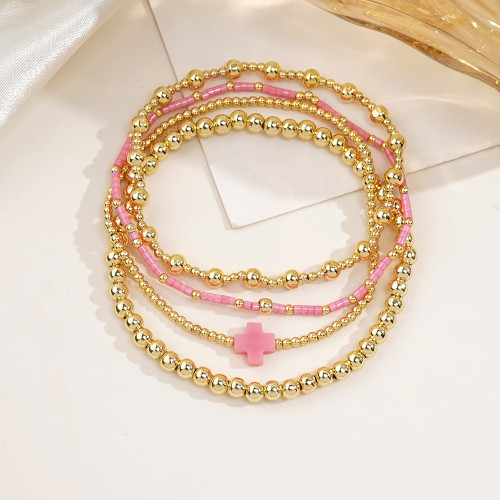 銅珠哥特十字架手鏈小衆高級感女士串珠不掉色手串小衆輕奢手鏈