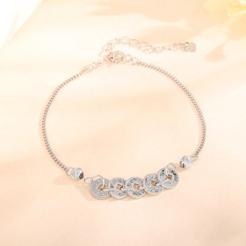 小紅書抖音爆款s925純銀新中式碎冰冰五帝錢幣手鏈女國潮復古百搭