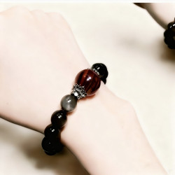 【黑曜權杖】2025天然銀曜石虎眼石水晶手鏈女款原創設計手串手工