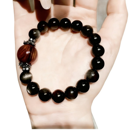 【黑曜權杖】2025天然銀曜石虎眼石水晶手鏈女款原創設計手串手工