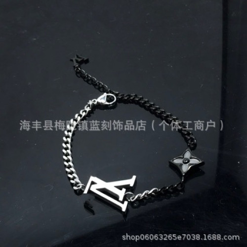 歐美時尚老花手鏈鑲嵌貝母瑪瑙琺瑯工藝手鏈暗黑系情侶手鏈