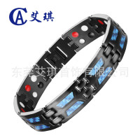 歐美鈦鋼手鏈簡約時尚雙排磁鈦鋼手鏈男士磁性能量鈦鋼手鏈