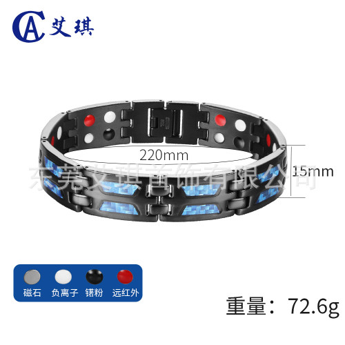 歐美鈦鋼手鏈簡約時尚雙排磁鈦鋼手鏈男士磁性能量鈦鋼手鏈