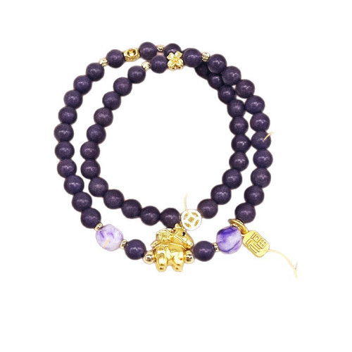 古法合香珠工藝爆款原創設計【紫菸踏福】雙圈手飾手鏈馬年大吉