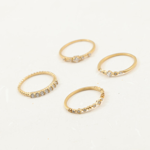 微鑲細鋯石 不掉鑽 細戒指 鈦鋼電鍍18k金