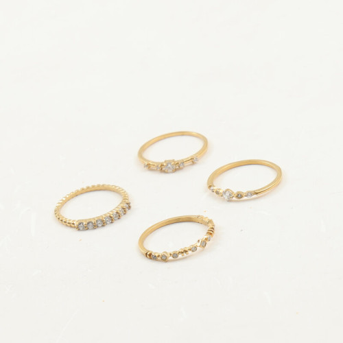 微鑲細鋯石 不掉鑽 細戒指 鈦鋼電鍍18k金