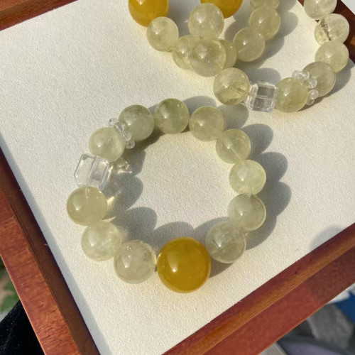 【檸檬雪寶】天然檸檬晶水晶手串女款白水晶黃瑪瑙高級感手鏈 【檸檬雪寶】天然檸檬晶水晶手串女款白水晶黃瑪瑙高級感手鏈