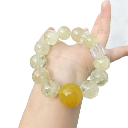 【檸檬雪寶】天然檸檬晶水晶手串女款白水晶黃瑪瑙高級感手鏈 【檸檬雪寶】天然檸檬晶水晶手串女款白水晶黃瑪瑙高級感手鏈