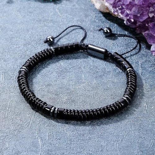 男士可抽拉串珠虎眼石手鏈綠東陵黑曜石地圖石算盤扁珠男士手鏈