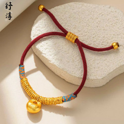 爆款沙金麥穗小胖福盤纏手鏈手繩凱蒂貓盤纏新年編織紅繩盤纏手繩
