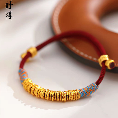 爆款沙金麥穗小胖福盤纏手鏈手繩凱蒂貓盤纏新年編織紅繩盤纏手繩