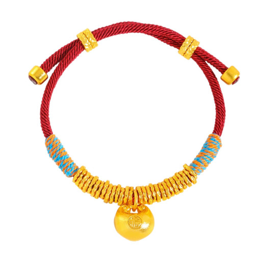 爆款沙金麥穗小胖福盤纏手鏈手繩凱蒂貓盤纏新年編織紅繩盤纏手繩