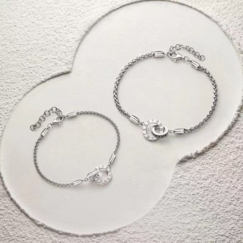 時光戀人情侶手鏈男女一對簡約小衆環環相釦法語雙環手鏈紀唸禮物 時光戀人情侶手鏈男女一對簡約小衆環環相釦法語雙環手鏈紀唸禮物