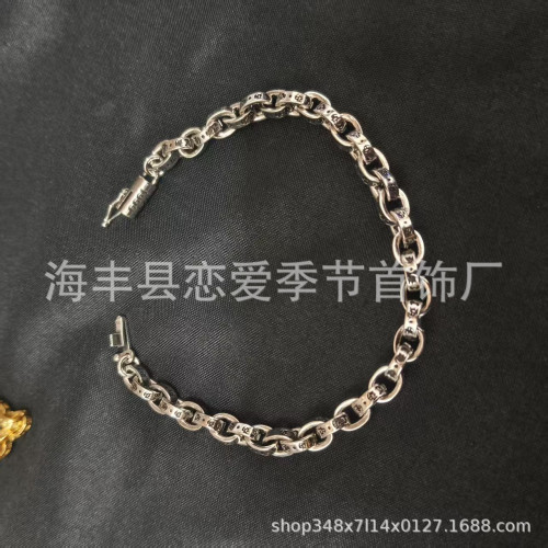 克羅芯十字花手鏈時尚字母細款粗款帶鑽O字鏈男女可帶手工鏈飾品