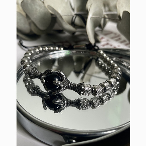 加格 鋼珠龍爪手鏈男女無性別小衆個性抽繩可調節手飾高質感ins潮