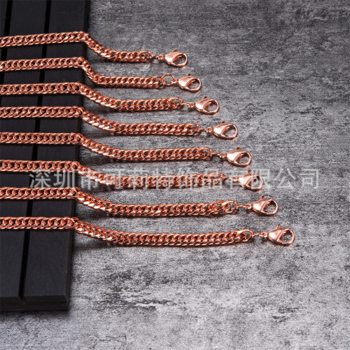  男士純銅手鏈女士可調節古巴鏈環龍蝦釦6mm防刮