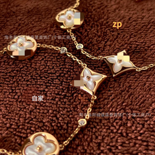 V金驢手鏈四葉草四花五花手環菱形玫瑰金白貝母首飾時尚通勤