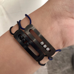 高版本梅家幸運三鑽可滑動手繩大氣簡約男女情侶手鏈男潮嘻哈手飾