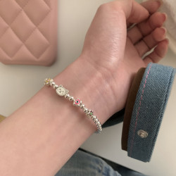 韓版彩色滴油小花小熊串珠手鏈時尚輕奢碎銀小衆高級氣質百搭手飾