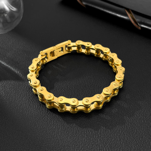 OPK歐美手鏈男士不鏽鋼潮流搖滾個性機車鏈自行車鈦鋼手飾