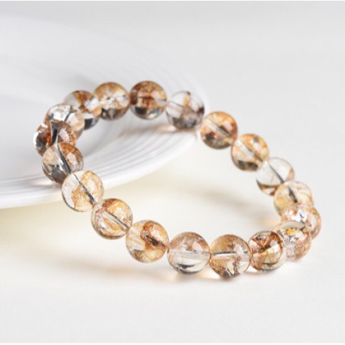 天然金箔膠花手鏈 金箔錦鯉膠花手串水晶散珠配珠 天然金箔膠花手鏈 金箔錦鯉膠花手串水晶散珠配珠