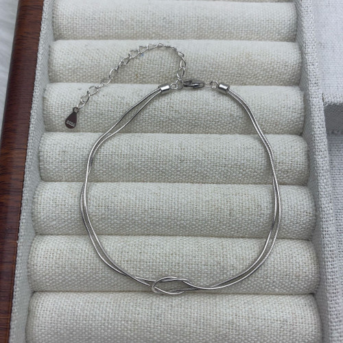 s925銀蛇骨繩結情侶款手鏈小衆精緻簡約高級手鏈ins極簡設計韓版