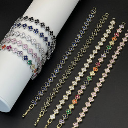 爆款手鏈四葉草手環彩色滿鑽鋯石歐美時尚奢華手鏈