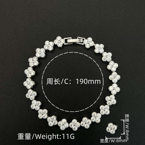 爆款手鏈四葉草手環彩色滿鑽鋯石歐美時尚奢華手鏈