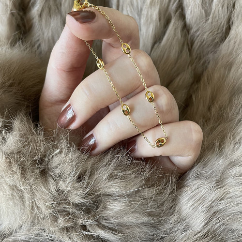 SL107 歐美簡約保色手鏈 鈦鋼O字鏈豬鼻鏈條首飾 鍍金保色好 SL107 歐美簡約保色手鏈 鈦鋼O字鏈豬鼻鏈條首飾 鍍金保色好